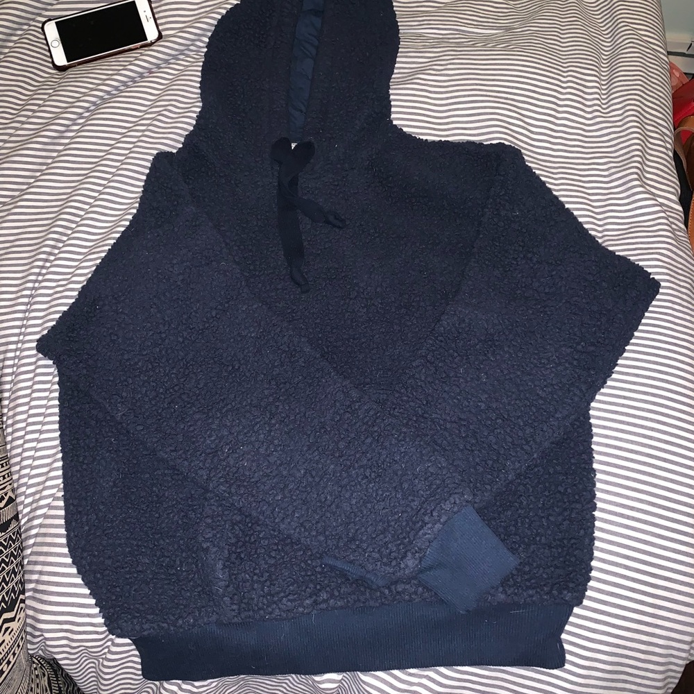 Navy Blue American Eagle Sherpa Sweatshirt